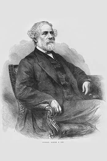 Vintage art print of Robert E. Lee by Frank Leslie, high-quality reproduction.