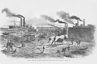 Mortar Battery Floating Barges Poster Print by Frank Leslie