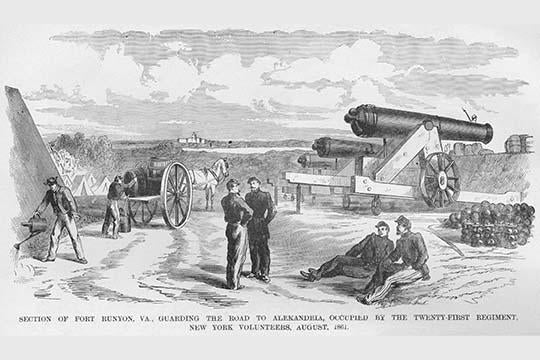 New York Volunteers at Fort Runyon Poster Print by Frank Leslie