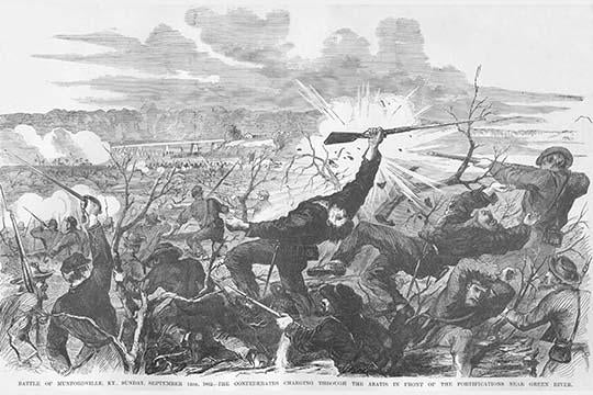 Battle of Munfordville, Kentucky Bear the Green River Art Print by Frank Leslie