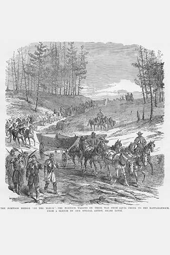 Pontoon Bridge Transported from Aquia Creek to the Rappahannock Poster Print by Frank Leslie