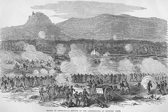 Battle of Chickamauga - Repulse of Rebels at Crawfish Creek Poster Print by Frank Leslie