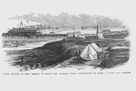 Water Battery at Fort Morgan in Mobile Bay Poster Print by Frank Leslie