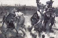 Judith Leaped from the Saddle Poster Print depicting a dynamic scene from Godless Valley