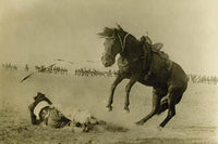 Wild West Frontier Days rodeo poster print featuring a cowboy on a bucking bronco.