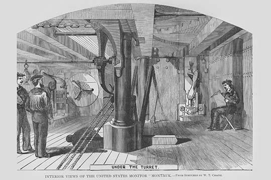Under the Turret of the Monitor Montauk Poster Print by Frank Leslie