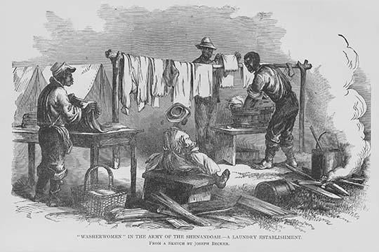 Washerwoman and Men in the Army of the Shenandoah Poster Print