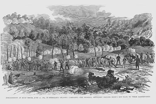 Engagement at Kulp House in Sherman's Atlanta Campaign Poster Print by Frank Leslie