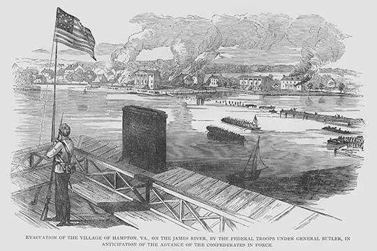 Evacuation of Hampton Virginia by Butler Anticipating Arrival of Federal Forces Poster Print