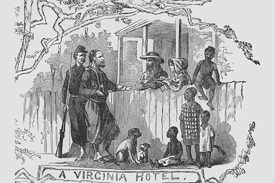 African Americans at a Virginia Hotel Poster Print by Frank Leslie, showcasing cultural significance.
