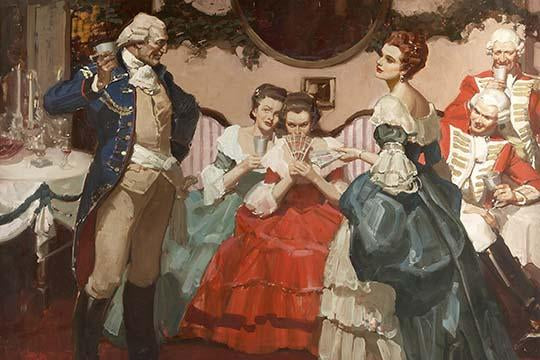 Christmas Celebrations of 1776 Illustration Poster Print by Mead Schaeffer