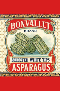 Original Can Label White Asparagus Poster Print for vintage kitchen decor.