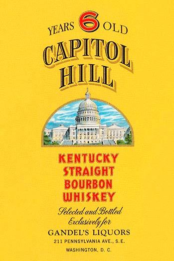 Vintage whiskey label poster featuring Capitol Hill.