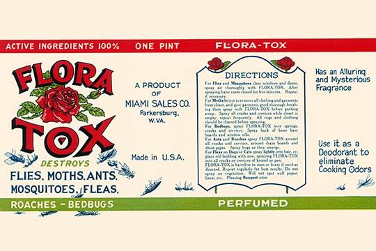 Flora Tox Insecticide Poster Print showcasing pest control methods.