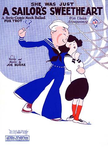 Serio-Comic Mock Ballad Fox Trot Sheet Music Cover Poster Print featuring a sailor and his girl.