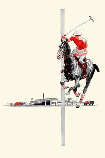 Polo player and horse ready to strike the ball poster print
