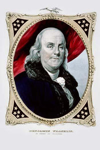 Benjamin Franklin Poster Print by Nathaniel Currier, showcasing the statesman and philosopher.