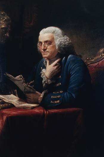 Benjamin Franklin half-length portrait poster print by David Martin.