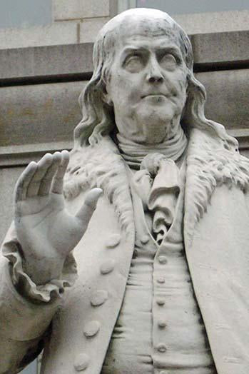 Ben Franklin statue at Old Post Office Pavilion poster print