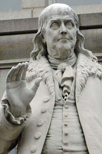 Ben Franklin statue at Old Post Office Pavilion poster print