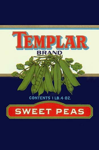 Original Can Label for Sweet Peas Poster Print featuring vintage design