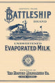 Battleship Brand Unsweetened Evaporated Milk Poster Print featuring a WWI era battleship.