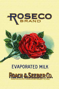 Evaporated Milk Original Can Label Poster Print featuring a rose design