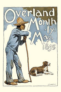 Poster of a man leaning on a staff with a dog at his feet by Maynard Dixon.