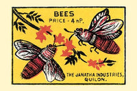 A Pair of Bees Pollinate Flowers Poster Print showcasing vibrant nature details.