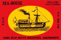 Oriental Houseboat Poster Print showcasing a unique maritime scene.