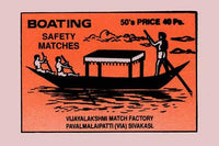Three Men Steering a Small Boat Vintage Poster Print