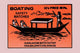 Three Men Steering a Small Boat Vintage Poster Print