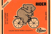 Whimsical elephant riding a bicycle poster print