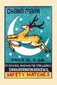 Deer jumping over a crescent moon poster print