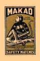Vintage matchbox label featuring a monkey on a branch poster print.
