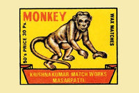 Monkey Poster Print featuring vintage matchbox art, available in multiple sizes.