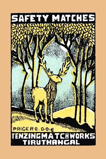 Deer or Elk Vintage Matchbox Art Poster Print