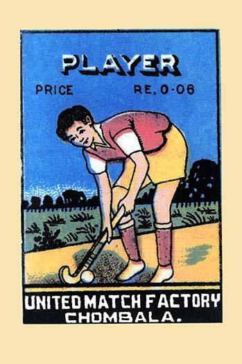 Youth Playing Field Hockey Poster Print showcasing dynamic sports action.