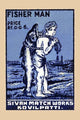 Fisherman with Large Fish Matchbox Cover Poster Print