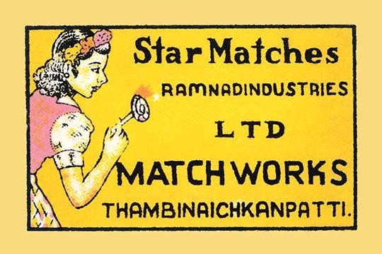 Poster print of a girl holding a lit match, vintage style.