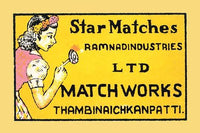 Poster print of a girl holding a lit match, vintage style.