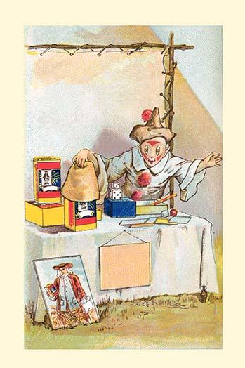 Clown magician performing tricks poster print