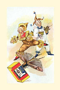 A Grasshopper Escapes from the Clowns circus poster print featuring a whimsical design.