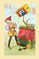 Grasshopper balancing a box during a circus performance poster print.