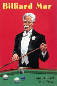 Vintage billiard table advertising postcard print on premium paper.