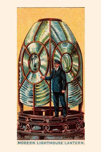 The Evolution of Lighthouses Poster Print showcasing historical lighthouse illumination.
