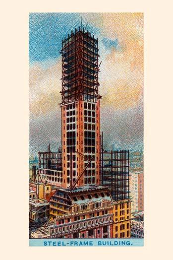 Steel Frame Building Poster Print showcasing modern architectural design.