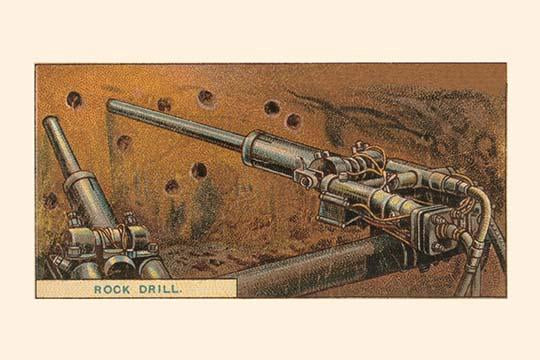 Rock Drill Illustration Poster Print showcasing a high-pressure water drill.