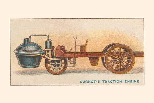 Steam lorry poster print showcasing the first practical horseless vehicle