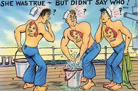 Three American sailors tattoo poster print depicting a woman named Jane.